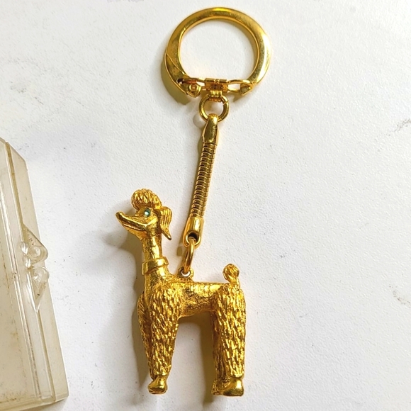 Vintage gold Plated poodle keychain
